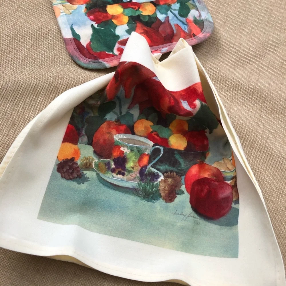 Judy Buswell Watercolor Pot Holder & Towel Set